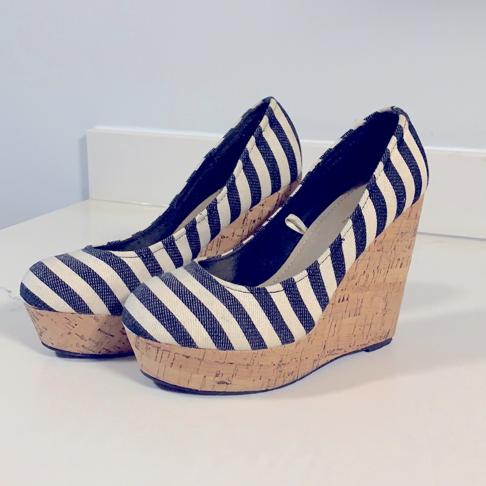 Canvas Cork Wedge Heels